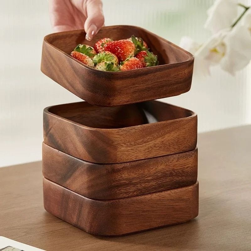 Stackable Square Wooden Snack Bowls Set of 4 AH-206 Moradabad
